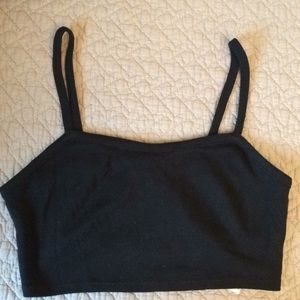 topshop cropped black tank top size 2